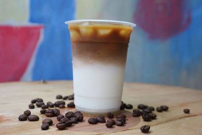 Close-up of coffee cup on table