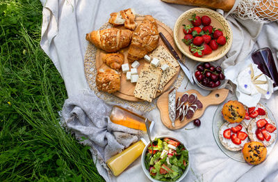 High angle view of food on table