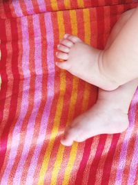Low section of baby feet