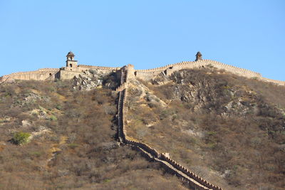 View of fort against clear blue sky