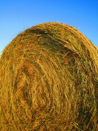 Hay bales on field against sky