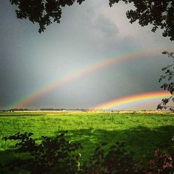 Scenic view of field against cloudy sky