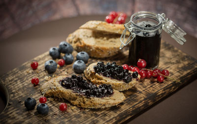 Close-up of fruits on cutting board