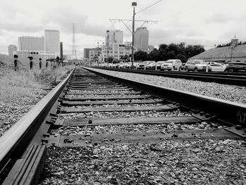 Railway tracks against sky
