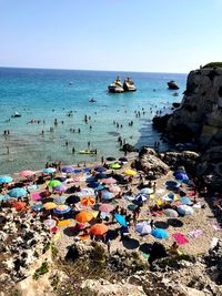 Scenic view of sea against clear sky