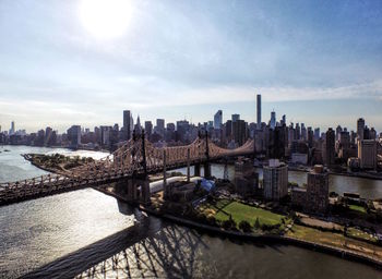 City skyline with river in background