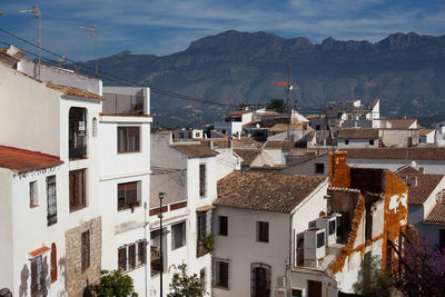 High angle view of buildings in town