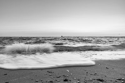 Scenic view of sea against clear sky