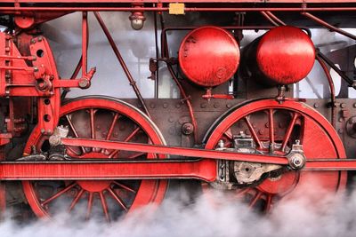 Close-up of red train