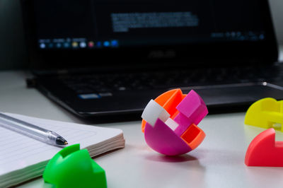 Close-up of laptop on table