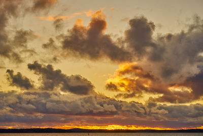 Low angle view of dramatic sky during sunset