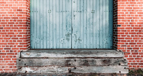 Closed door of house