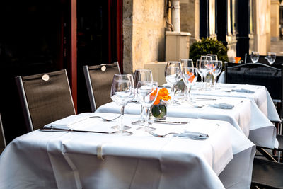 Place setting on elegant dining table