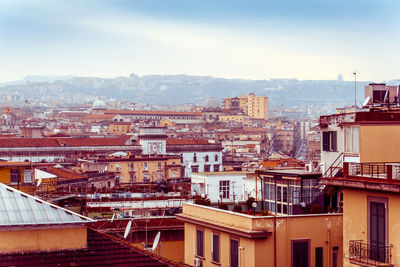 High angle view of cityscape against sky