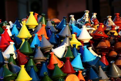 Close-up of multi colored for sale at market stall