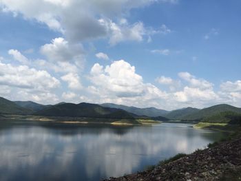 Scenic view of lake against sky