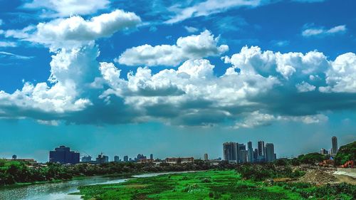 Panoramic shot of buildings against sky