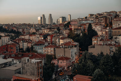 Beautiful view of istanbul city with vintage buildings in the evening
