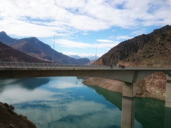 Scenic view of lake against cloudy sky