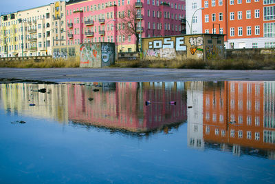 View of canal in city