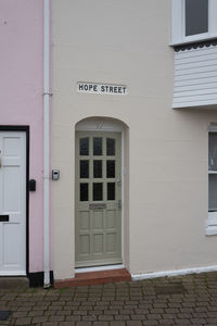 Closed door of building