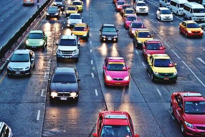 High angle view of traffic on city street