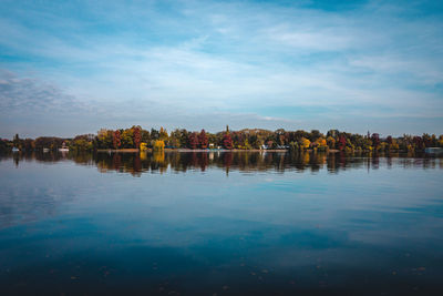 Scenic view of lake against sky