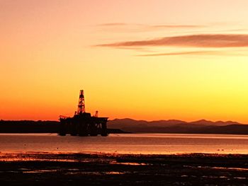 Sunset sky and a platform waiting to be serviced, highlands, scotland, march 2022.