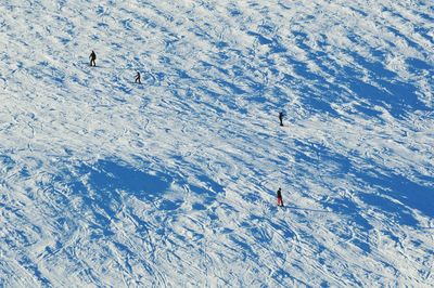 High angle view of person skiing in snow