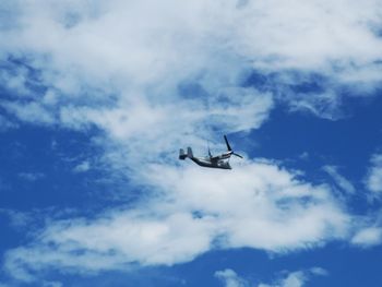 Low angle view of airplane flying in sky