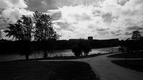 View of road against cloudy sky