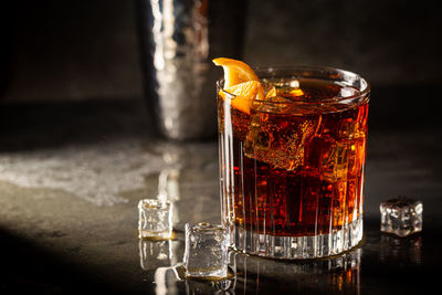 Close-up of drink in glass on table