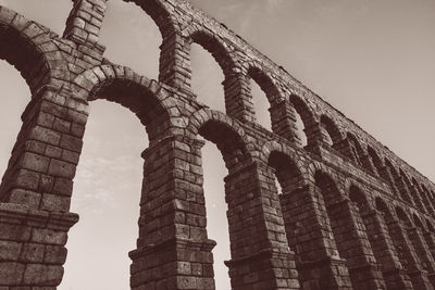 Low angle view of old ruin building against sky