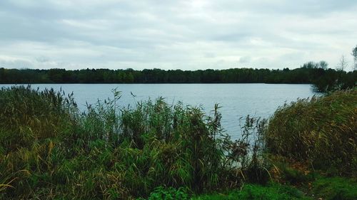 Scenic view of lake against sky