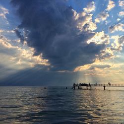 Scenic view of sea against cloudy sky