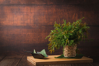 Potted plant on table