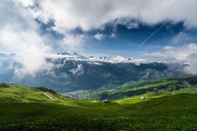 Scenic view of mountains against sky