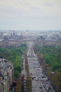 High angle view of buildings in city