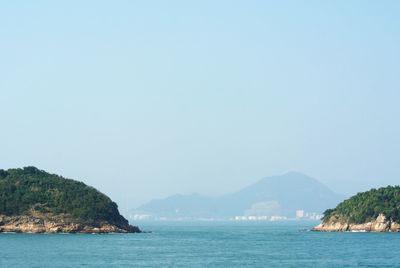 Scenic view of sea against clear sky