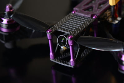 Close-up of drone on table