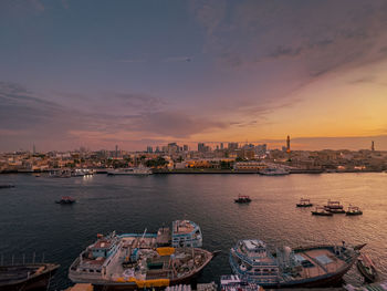 Dubai canal at sunset 