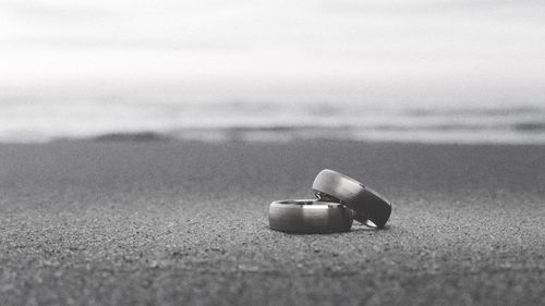 Wedding rings at beach