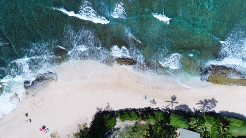 High angle view of man on beach