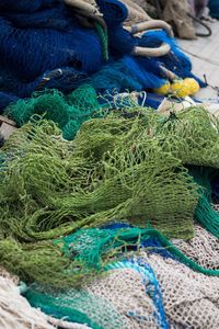 High angle view of fishing net