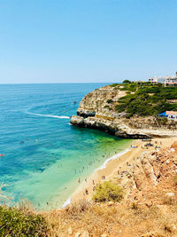 Scenic view of sea against clear sky