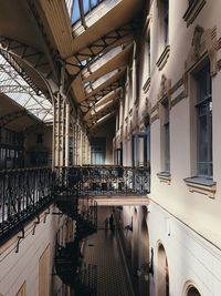 Sweeping staircases in an arch building 