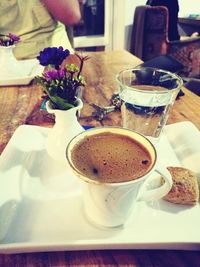 Close-up of coffee on table