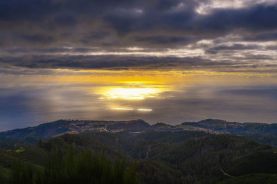 Scenic view of landscape against sky during sunset