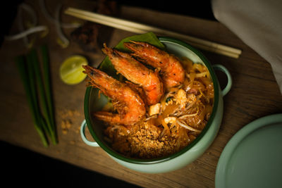 High angle view of meal served in plate