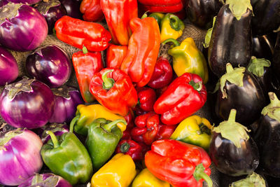 High angle view of vegetables for sale